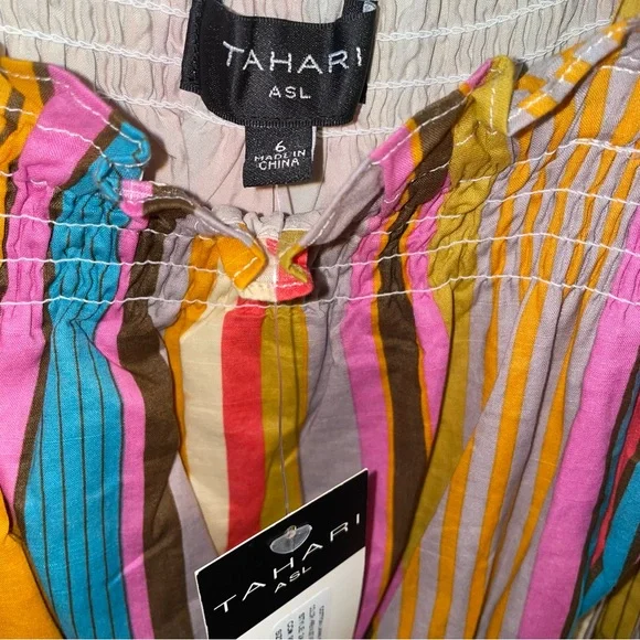 NWT Tahari ASL Smocked Tasseled-Hem Dress - Picture 8 of 13